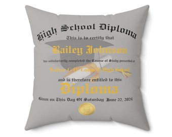 Personalized New HS Graduate Graduation Class of 2024 | Polyester Square Pillow | Grad Decor |  Graduation pillow Graduation diploma pillow