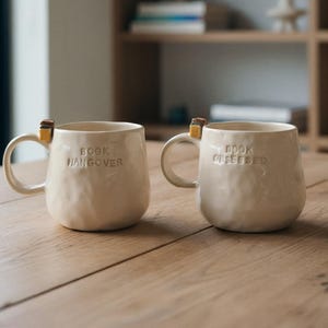 Book Lover Mug - Handmade Ceramic Tea Cup, Boho Coffee, Latte, Cappuccino Cup Mug  - Handpainted Book and Geek Ceramic Cup