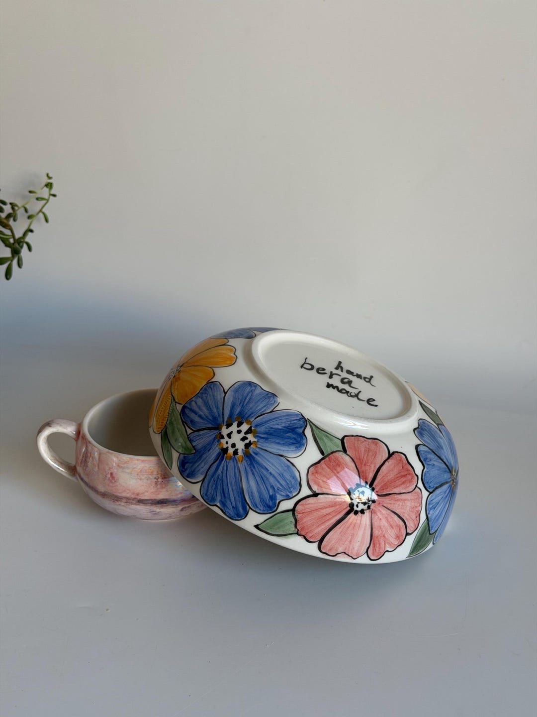 Handmade Ceramic Bowl With Colorful Flowers Hand-painted Illustrations ...