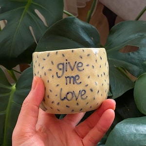 Handmade Ceramic Mental Health Coffee Mug, Ceramic Manifest Cup, Motivational and Positive Coffee Mug, Hand Painted Handleless Mug