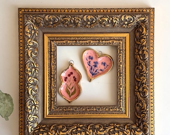 Handmade Ceramic Floral Pendant , Floral Artistic Pendant