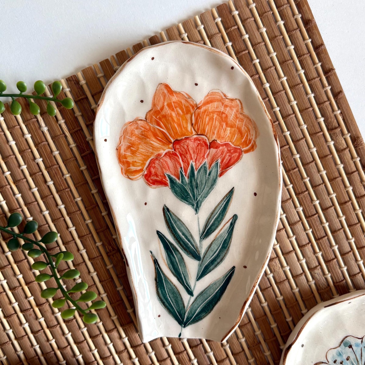 Floral Spoon Rest, Handmade Ceramic Spoon Rest, Handpainted Pottery Kitchenware Spoon Rests, Unique Spoon Rests - Etsy