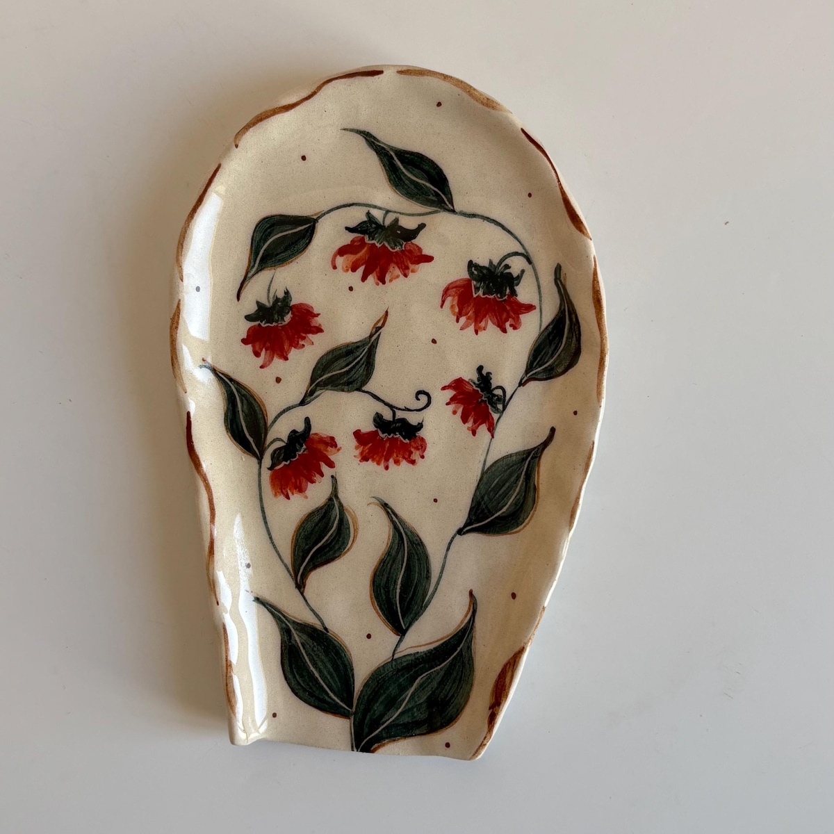 Floral Ceramic Spoon Rest, Handmade Ceramic Spoon Rest, Handpainted Pottery Kitchenware Spoon Rests, Unique Floral Spoon Rest - Etsy