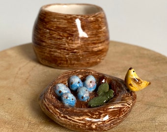 Handmade Bird Nest Ceramic Jewelry Box, Ring Holders, Dishes -  Small Ceramic Ring Holders - Inspired Minimalist Dressing Table Decor