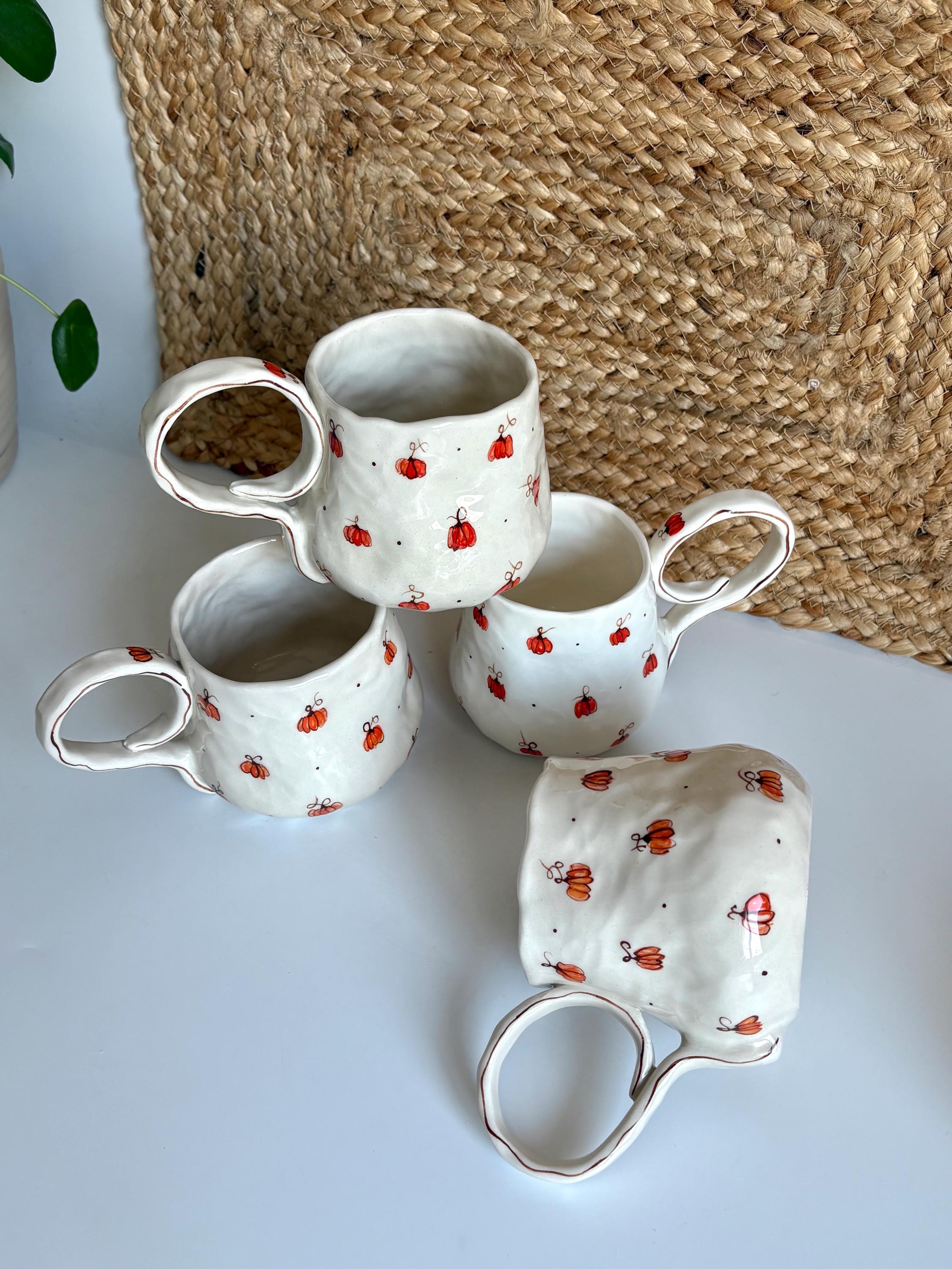 LABRIMP Kürbisbecher Keramik - Stylische Kaffeetasse 400ml Für Herbst & Halloween