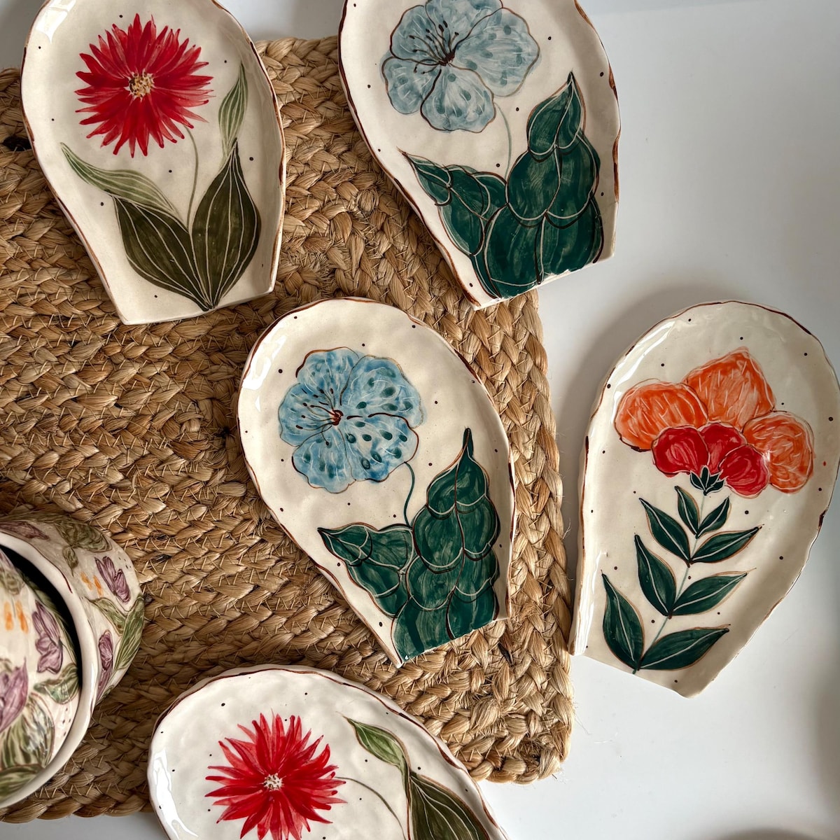 Floral Spoon Rest, Handmade Ceramic Spoon Rest, Handpainted Pottery Kitchenware Spoon Rests, Unique Spoon Rests - Etsy