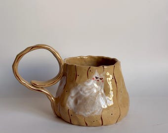 Handmade Ceramic Cat Ghost Mug: Halloween Themed Cute Cat Ghosts Coffee Cup