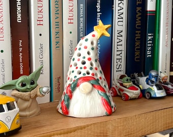 Handmade Ceramic Christmas Themed Tealight Holder,  Gonk – Incense Burner, Candle Holder