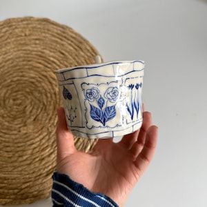 Handmade Blue Floral Ceramic Mugs - Hand Painted Rustic Ceramic Tea ...