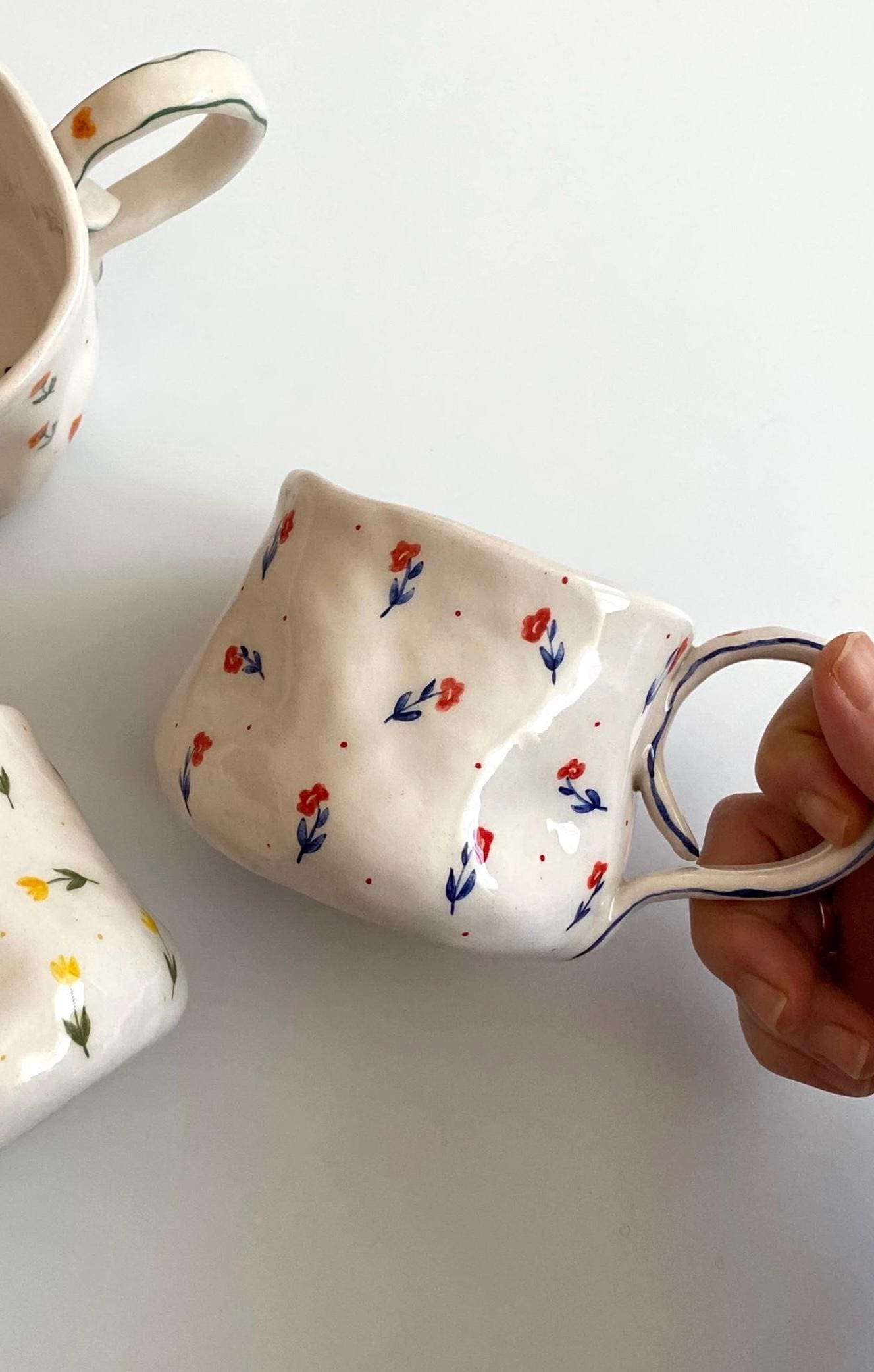 Kawaii-keramische theemok, cadeaus voor vrouwen, handgemaakte creatieve bloemenbeker met lepel, esthetische mok voor melk, 250 ml, cappuccinokopjes, kerstcadeau (oranje