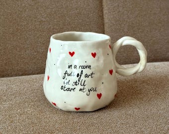 Personalized - Handmade Ceramic Mug - Handwritten  Handpainted Pottery Mug, Cup, [Customizable Order] , Love Letter Mug