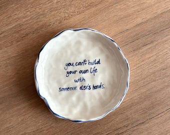 Personalized - Handmade Ceramic Trinket Dish / Customizable Note Dish / Customizable Love Note Plate