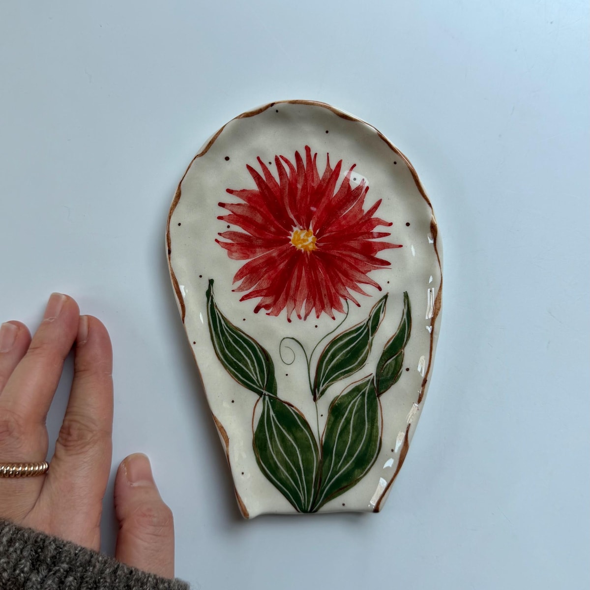 Floral Spoon Rest (Red)