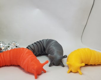 3D Printed TikTok Famous Friendly Slug Articulated Fidget Sensory Toy Random Color