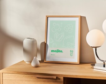 Mojito Printable Wall Art | Digital Download | Cocktail Kitchen Bar Decor