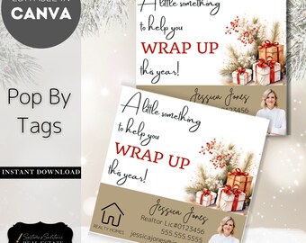 Real Estate Christmas Pop-By Tags, Client Gift (Digital Download)