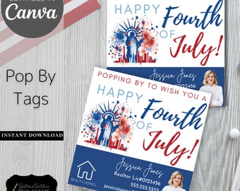 Popping by To Wish You a Happy Fourth of July Realtor Pop By Tag, Editable, Real Estate Marketing, Summer PopBy Fireworks July 4th Sparklers