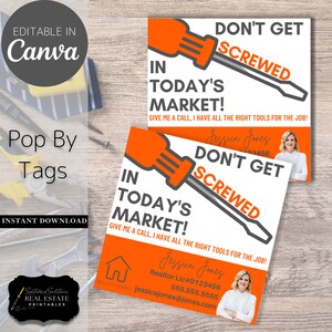 Don't Get SCREWED in Today's Real Estate Market | Pop By Tags | Editable | Marketing, Realtor PopBy | Screwdriver