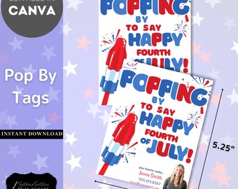 Popping by To Say Happy Fourth of July Realtor Pop By Tag, Editable, Real Estate Marketing, Summer PopBy Fireworks July 4th Sparklers