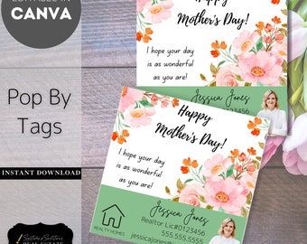 Happy Mother's Day Real Estate Pop By Tags | Editable | Real Estate Marketing, Realtor PopBy, Spring Pop By Flowers Seeds