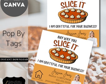 Mortgage Lender Thanksgiving Pop By Tags, Pumpkin Pie Design (Digital Download)
