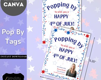 Your Referrals Make My Business Sparkle Happy Fourth of July Realtor Pop By Tag, Editable, Real Estate Marketing, Fireworks Sparklers