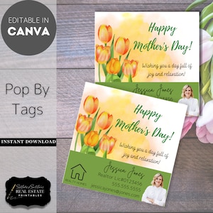 Bonne fête des mères Tulipes Immobilier Pop By tags | Modifiable | Marketing immobilier, Realtor PopBy, Spring Pop By Flowers Seeds