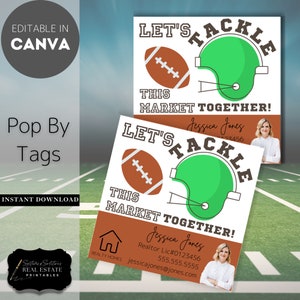 Let's Tackle This Market Together Realtor Pop By Tags | Editable | Real Estate Marketing, Fall Football Pop By