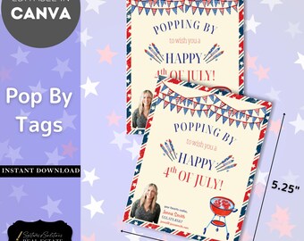 Popping by To Wish You a Happy Fourth of July Realtor Pop By Tag, Editable, Real Estate Marketing, Summer PopBy Fireworks July 4th Sparklers