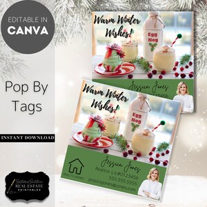 Warmest Winter Wishes Real Estate PopBy Tag, Real Estate Marketing, Realtor Christmas Pop By Santa Winter