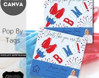 Fourth of July Real Estate Pop By Tags | Bomb Pop, Editable (Digital Download)