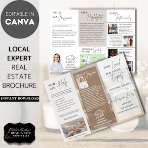 May include: A tri-fold brochure for a local real estate expert. The brochure features a photo of a woman, the text "Hello, I'm Jessica!" and the text "Your Local Real Estate Expert".