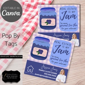 Real Estate Is My Jam I'm Never Spread Too Thin For Your Referrals, Realtor Pop By Tags, Editable, Real Estate Marketing, Summer Pop By