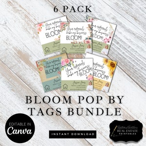 6 PACK BUNDLE Pop By Tags Your Referrals Make My Business Bloom | Editable Real Estate Marketing, Realtor Pop By Spring, Flowers, Seeds