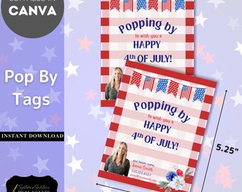 Popping by To Wish You a Happy Fourth of July Realtor Pop By Tag, Editable, Real Estate Marketing, Summer PopBy Fireworks July 4th Sparklers