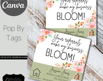 Real Estate Spring Pop By Tags | Editable Canva Template Marketing (Digital Download)