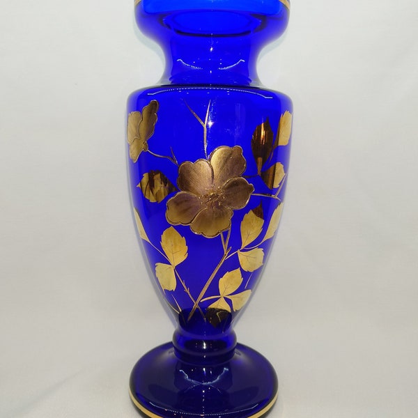 Bohemia Style Cobalt Blue Gold Gilded Vase