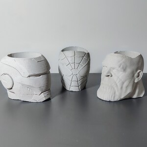 Avengers Beton Pflanzentopf-Set, 3-in-1 Pflanzentopf-Set, Pflanzendekor, Beton-Blumentopf, Handgemachtes Beton-Wohndekor