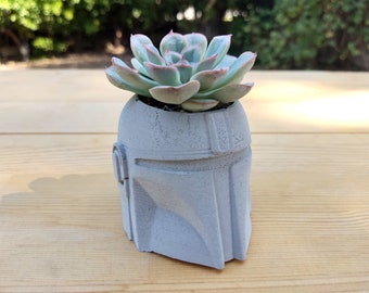 Mandalorian Concrete Planter, Plant Pot, Plant Decor, Concrete Flower Pot, Handmade Concrete Home Decor