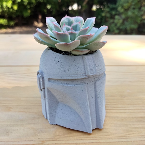 Mandalorian Concrete Planter, Plant Pot, Plant Decor, Concrete Flower Pot, Handmade Concrete Home Decor