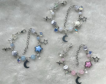 luna a juego stargirl starboy pulseras de encanto de amistad azul rosa blanco joyería con cuentas pulseras de cadena y2k regalo estético para ella él