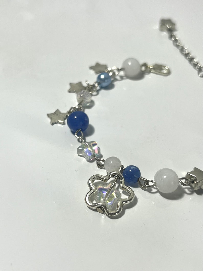 Celestial Stargirl Starboy Charm Bracelet Blue White Beaded Jewellery