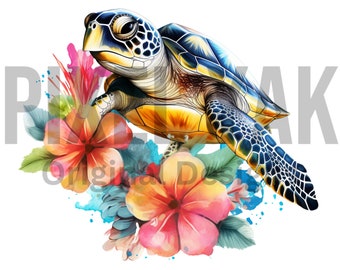 Hand gezeichnete Tie Dye Schildkröte Png Sublimationsdesign, Schildkröte Png, Meerestier Png, Schildkröte Clipart Png, Schildkröte Hintergrund Png Digitale Downloads