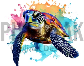 Hand gezeichnete Tie Dye Schildkröte Png Sublimationsdesign, Schildkröte Png, Meerestier Png, Schildkröte Clipart Png, Schildkröte Hintergrund Png Digitale Downloads