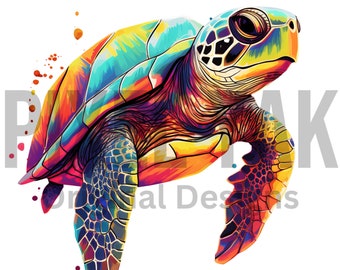 Hand gezeichnete Tie Dye Schildkröte Png Sublimationsdesign, Schildkröte Png, Meerestier Png, Schildkröte Clipart Png, Schildkröte Hintergrund Png Digitale Downloads