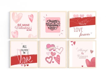 6 Valentines Day Gallery Wall, Valentines Day Printable Gallery Wall Art Bundle| Valentine Decor, Valentine's Day Prints | Home Decor