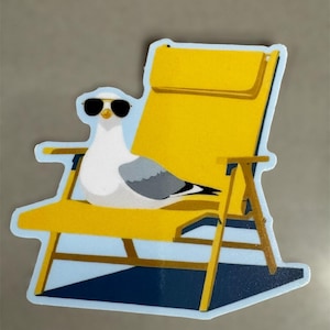 Cool Seagull Sticker – 3” Vinyl Decal | Funny Beach Bird in Sunglasses, Summer Vibes Sticker - Seagull - Vacation Vibes - Relaxation