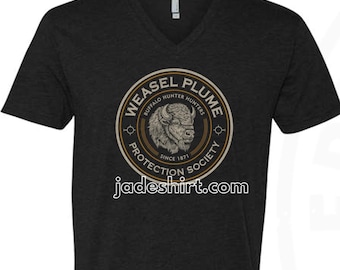 Weasel Plume Protection Society - Męska koszulka z dekoltem w serek