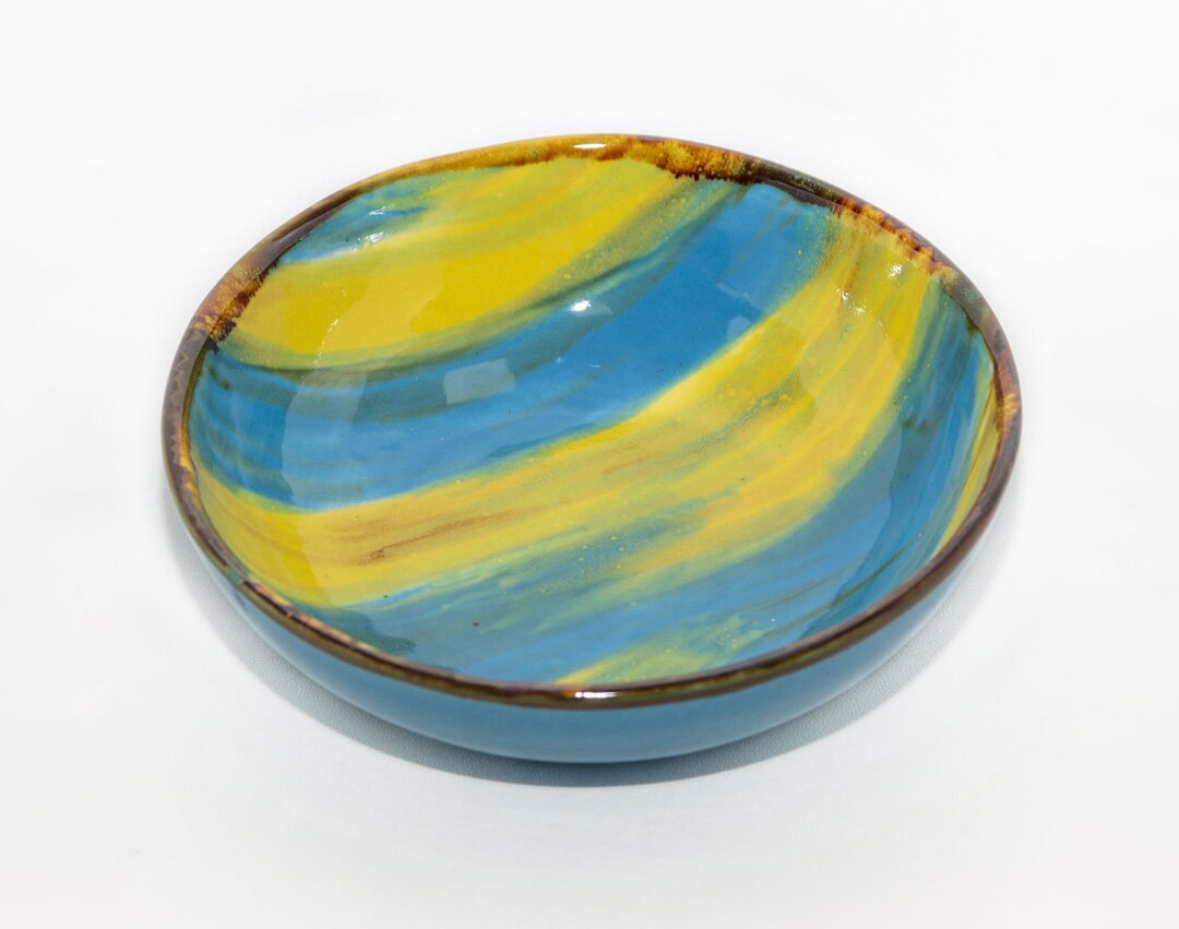 Unique Ceramic Bowl With Broad Brush Stroke Design Ukrainian Etsy