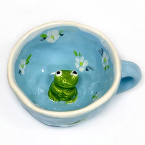 One-of-a-Kind Hand Molded Ceramic Cup featuring a Charming Frog by Anastasiia Solokha